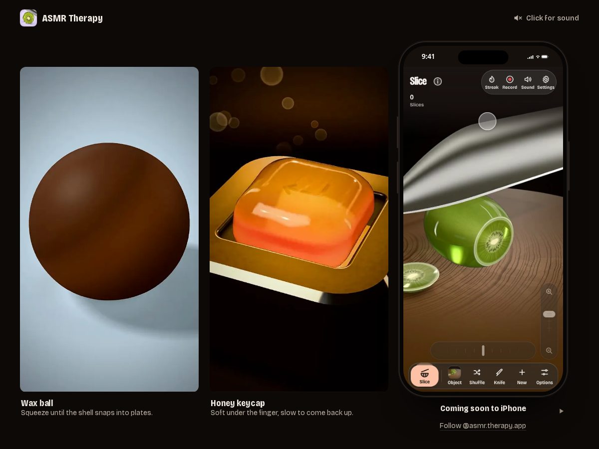 Landing-page snapshot of asmrtherapy.app