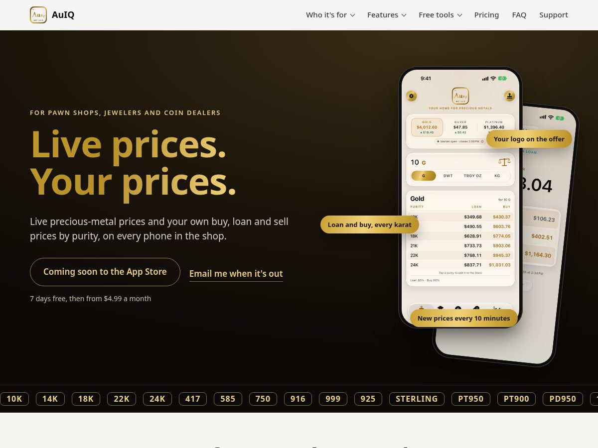 Landing-page snapshot of auiq.app