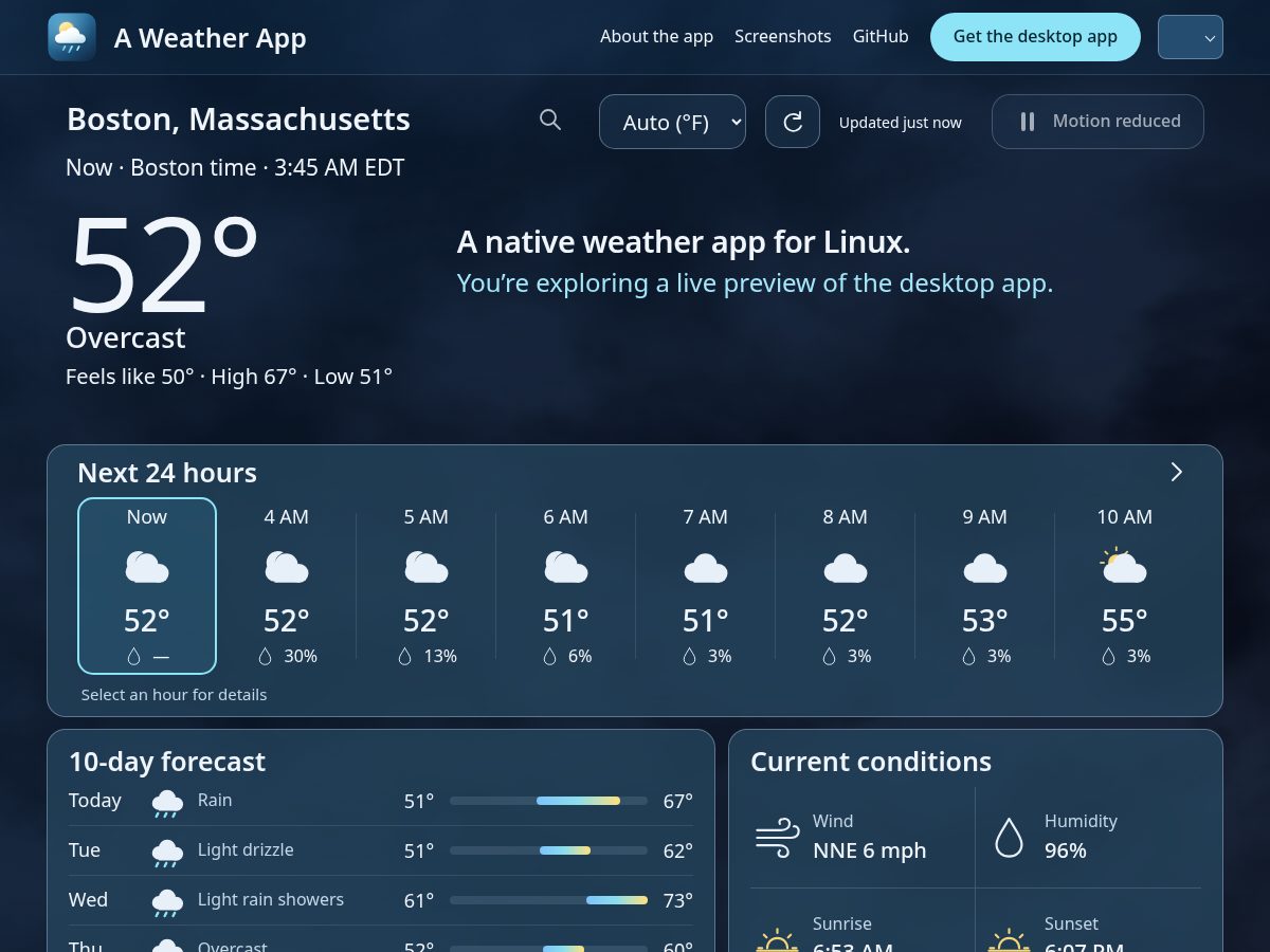 Landing-page snapshot of aweather.app