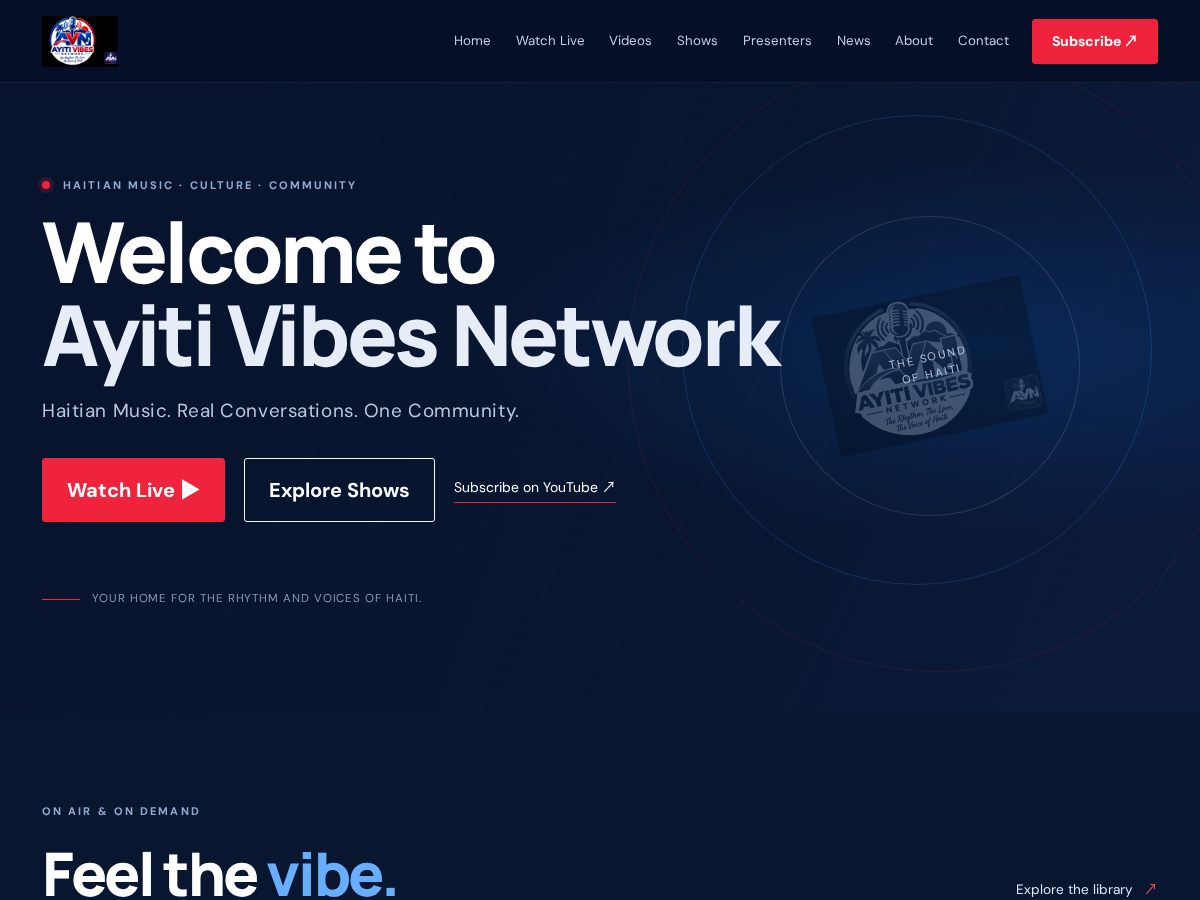 Landing-page snapshot of ayitivibesnetwork.org