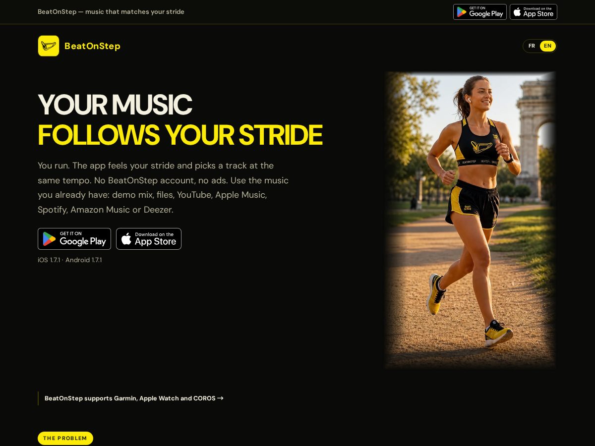 Landing-page snapshot of beatonstep.app