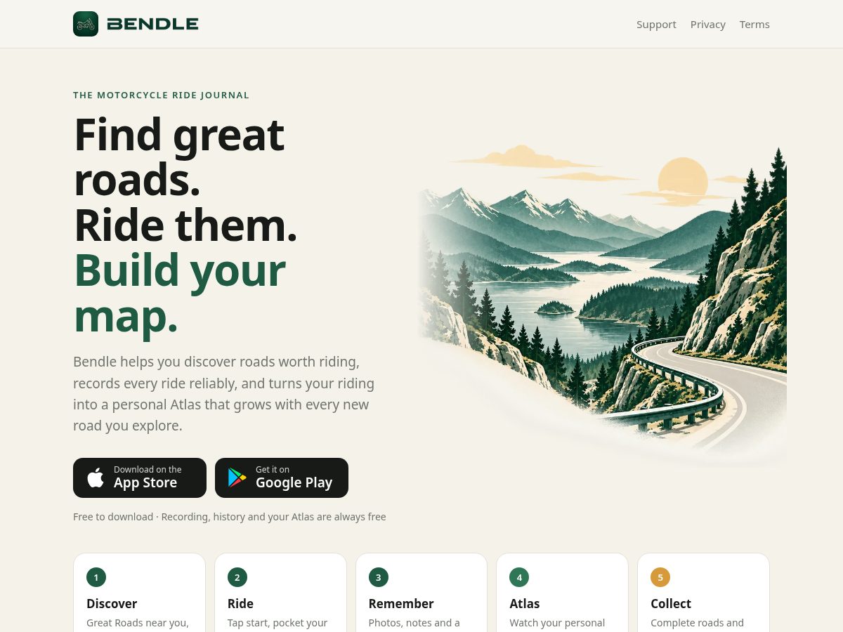 Landing-page snapshot of bendle.app