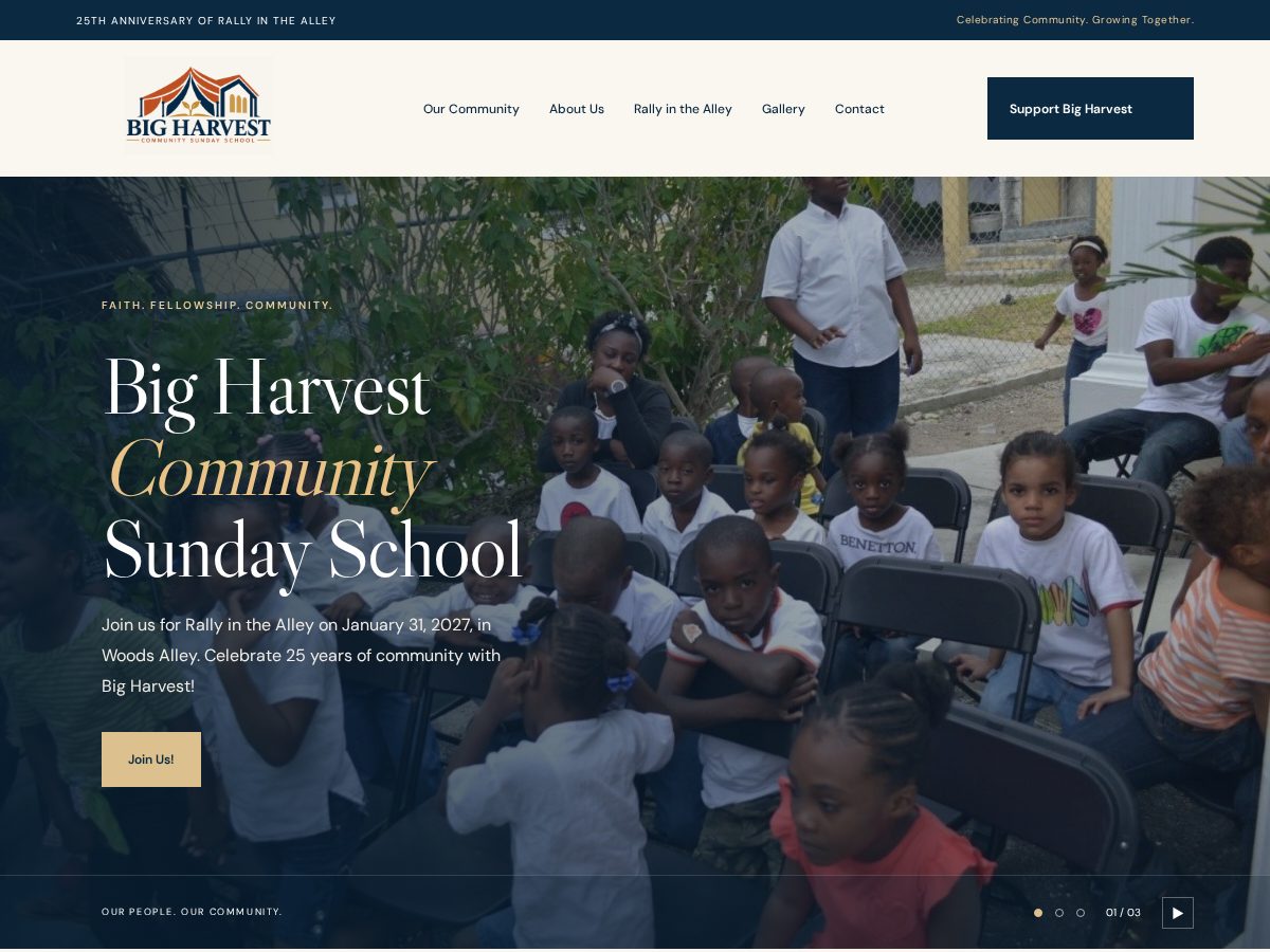 Landing-page snapshot of bigharvestcommunity.org