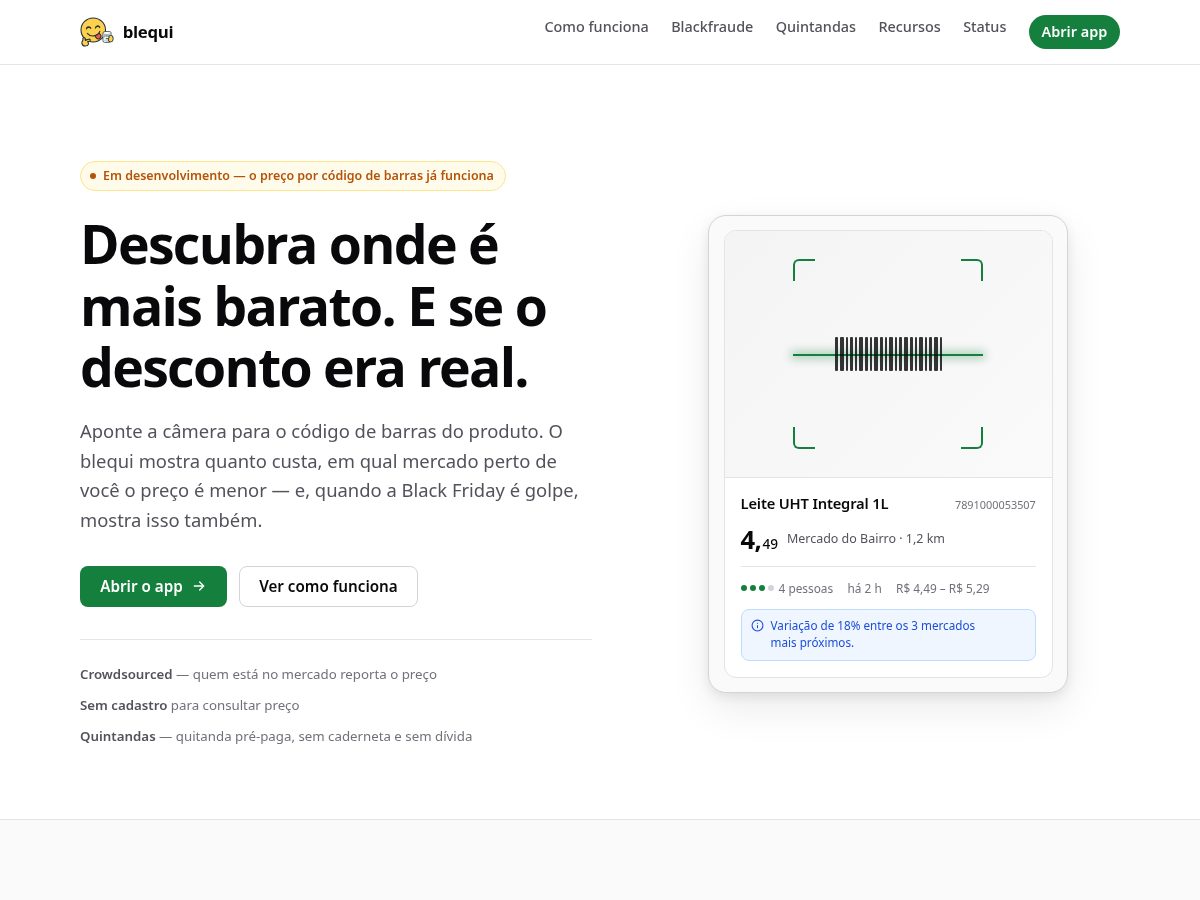 Landing-page snapshot of blequi.app
