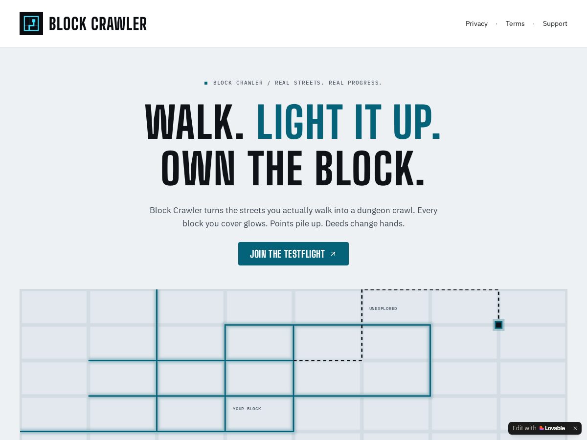 Landing-page snapshot of blockcrawler.app