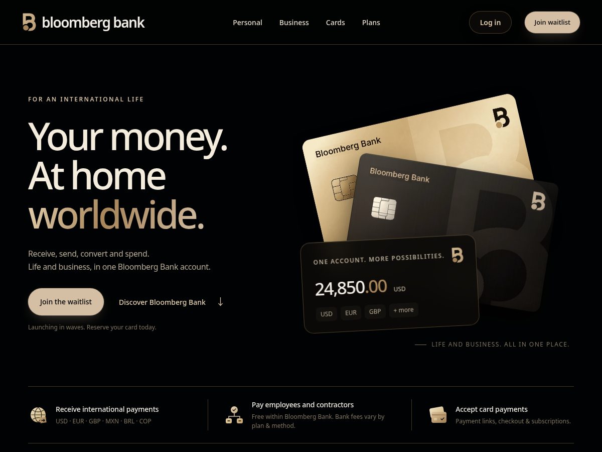 Landing-page snapshot of bloombergs.xyz