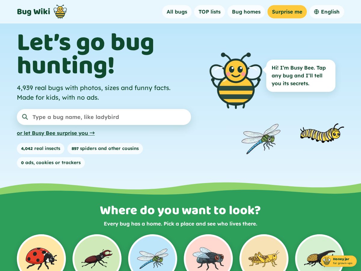 Landing-page snapshot of bugwiki.app
