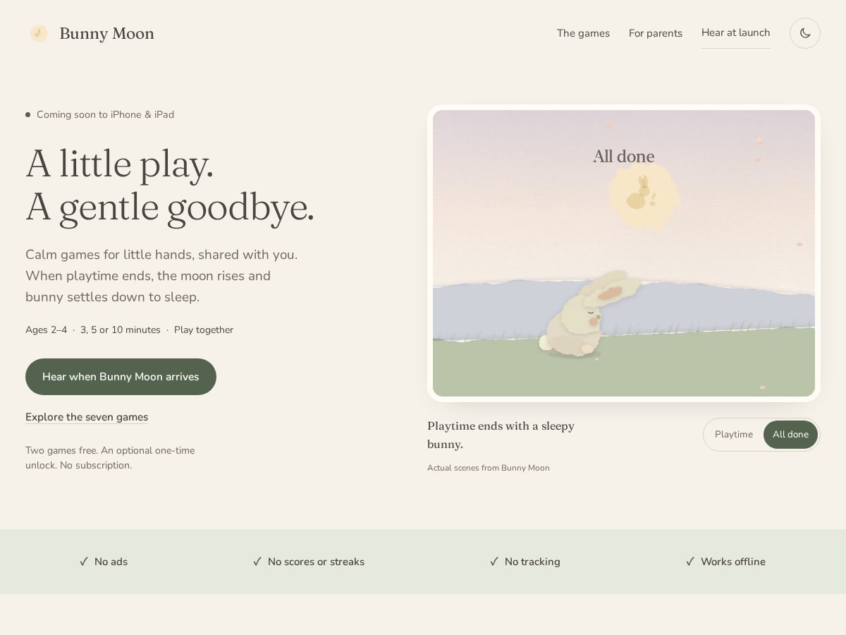 Landing-page snapshot of bunnymoon.app