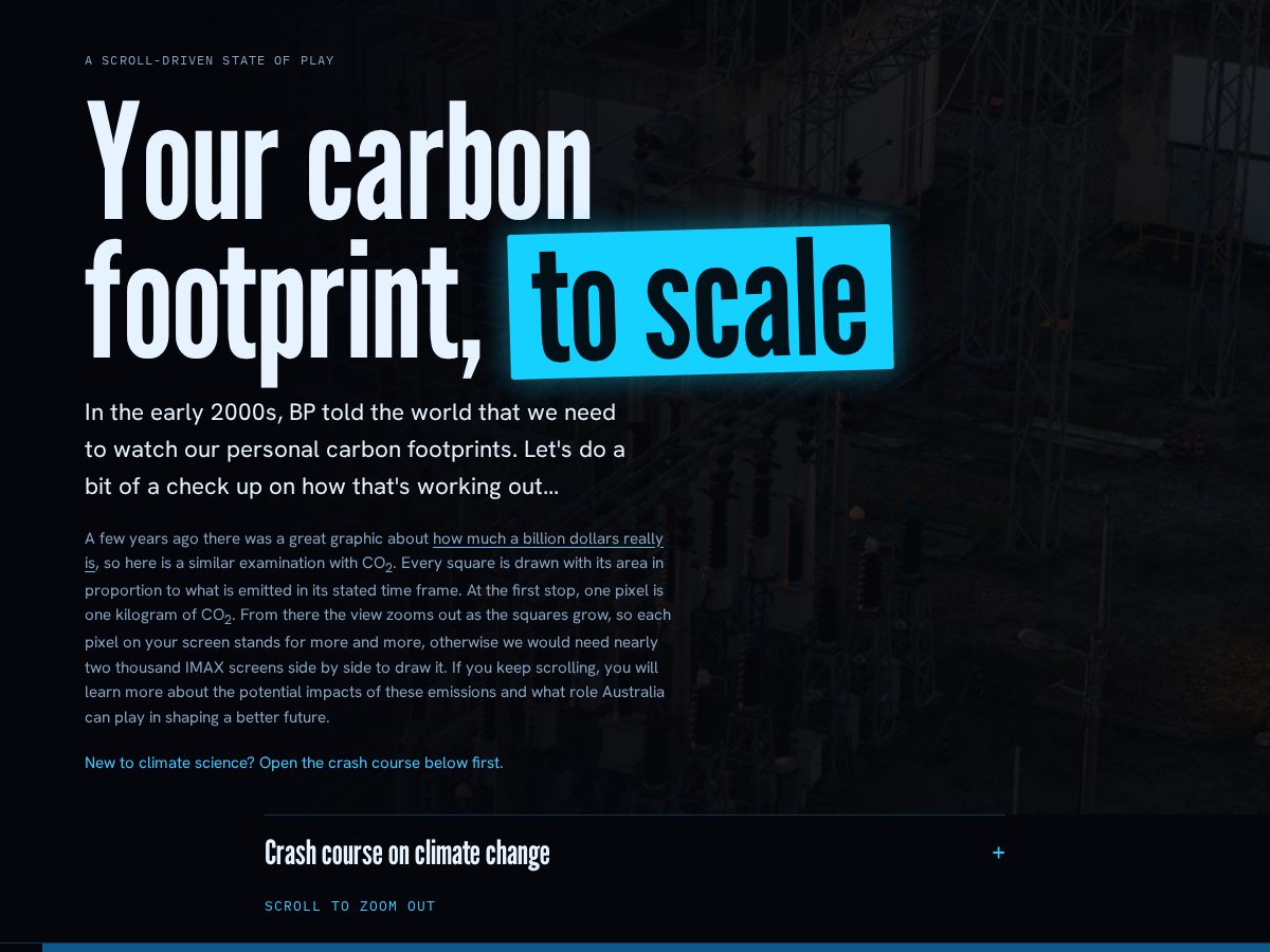 Landing-page snapshot of carbontoscale.app