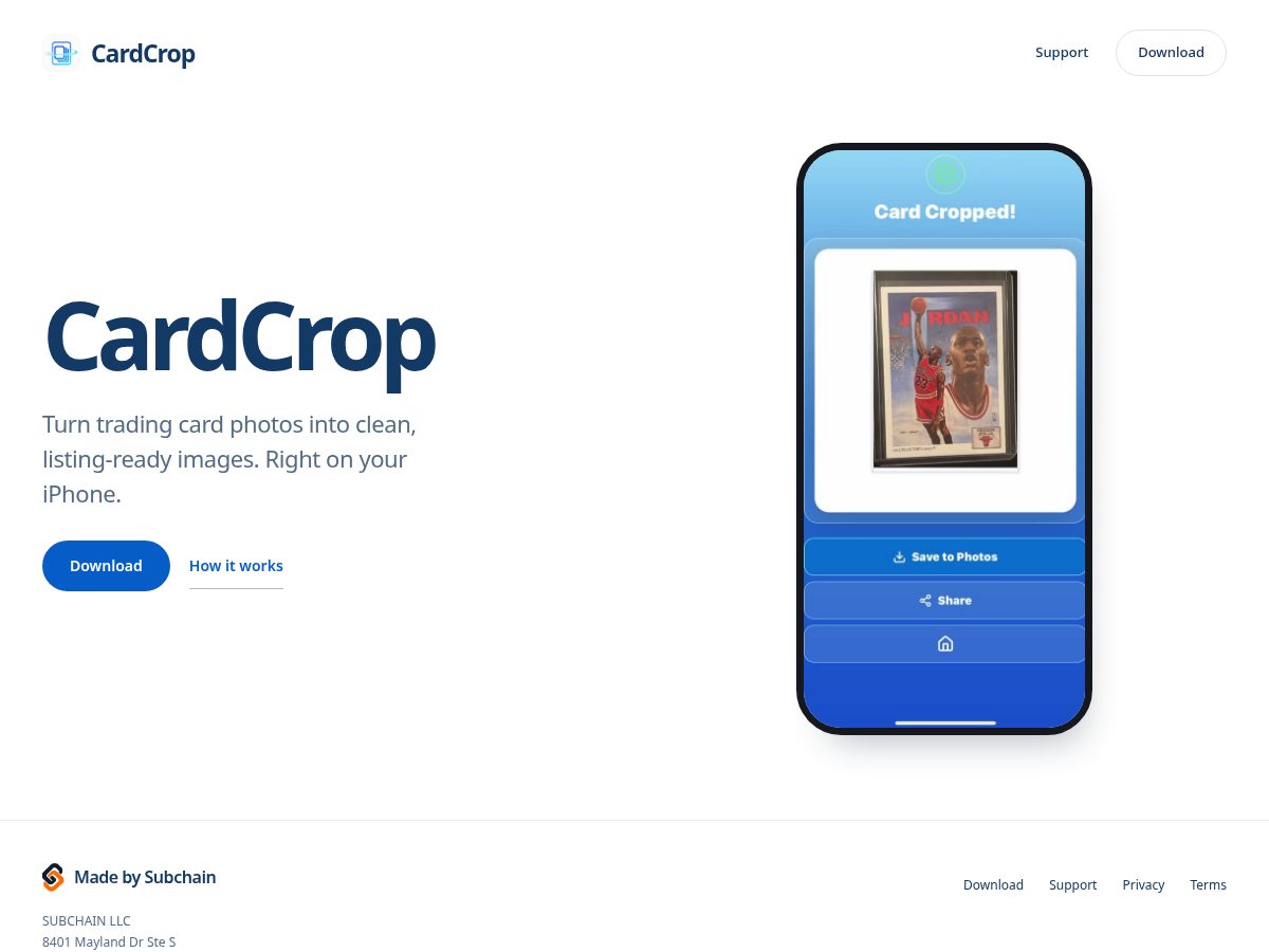 Landing-page snapshot of cardcrop.app