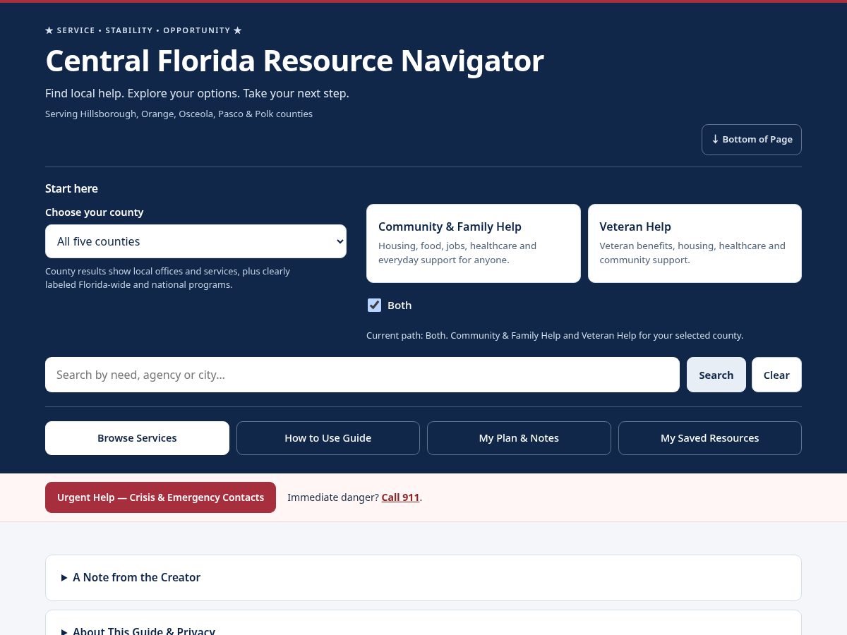 Landing-page snapshot of centralfloridahelp.org