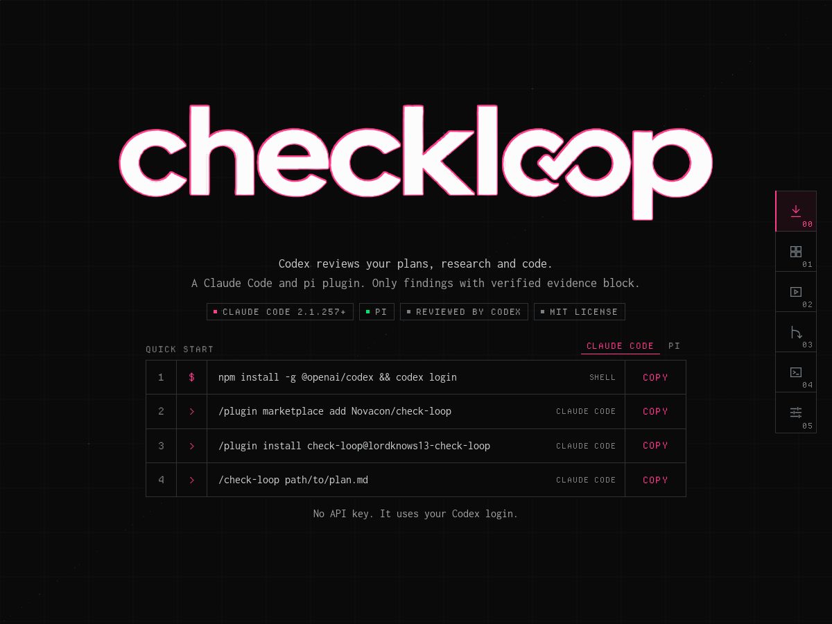 Landing-page snapshot of checkloop.dev