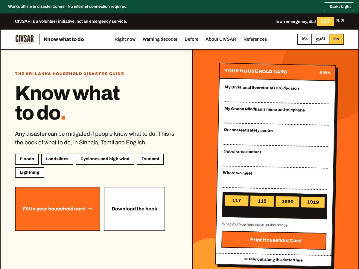 Landing-page snapshot of civsar.org