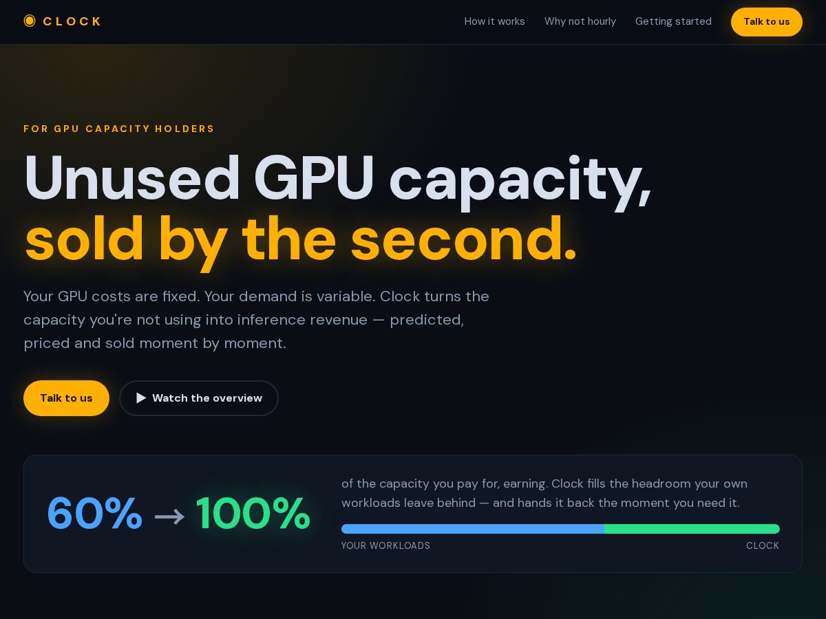 Landing-page snapshot of clock.dev