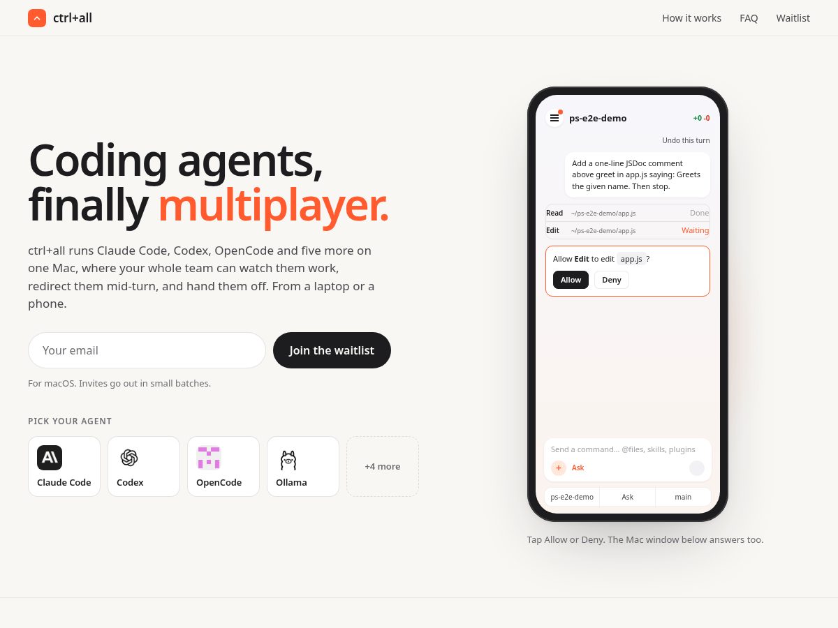 Landing-page snapshot of ctrlall.app