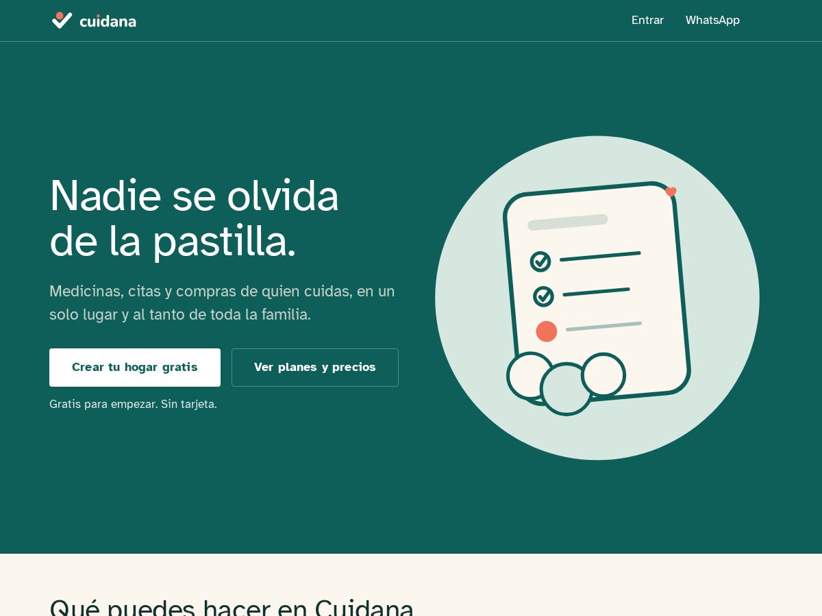 Landing-page snapshot of cuidana.app