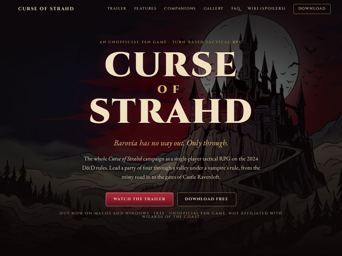Landing-page snapshot of curseofstrahd.app