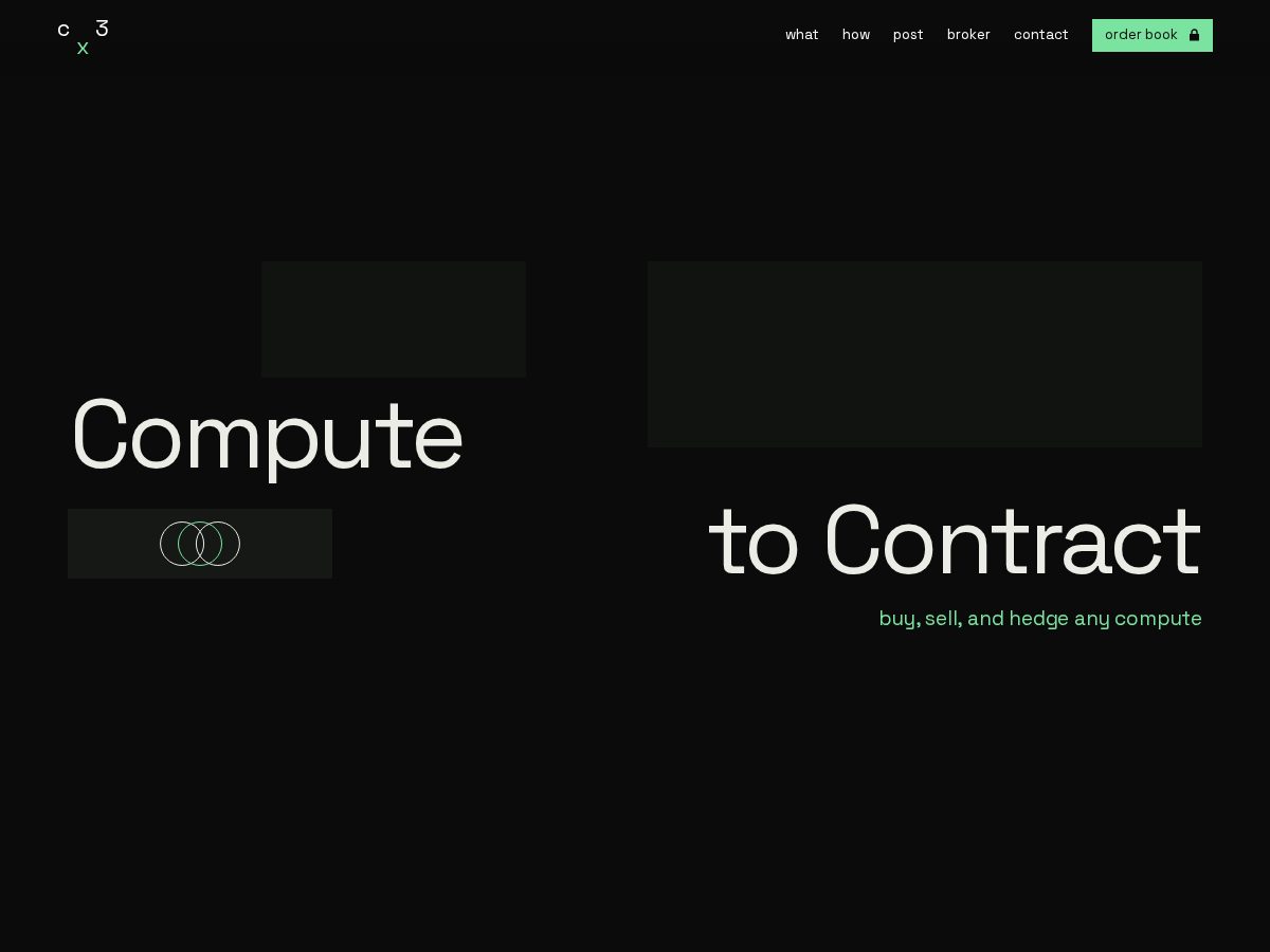 Landing-page snapshot of cx3.exchange