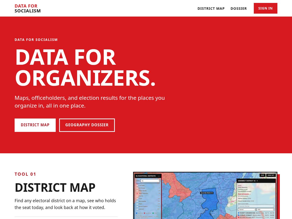 Landing-page snapshot of dataforsocialism.org
