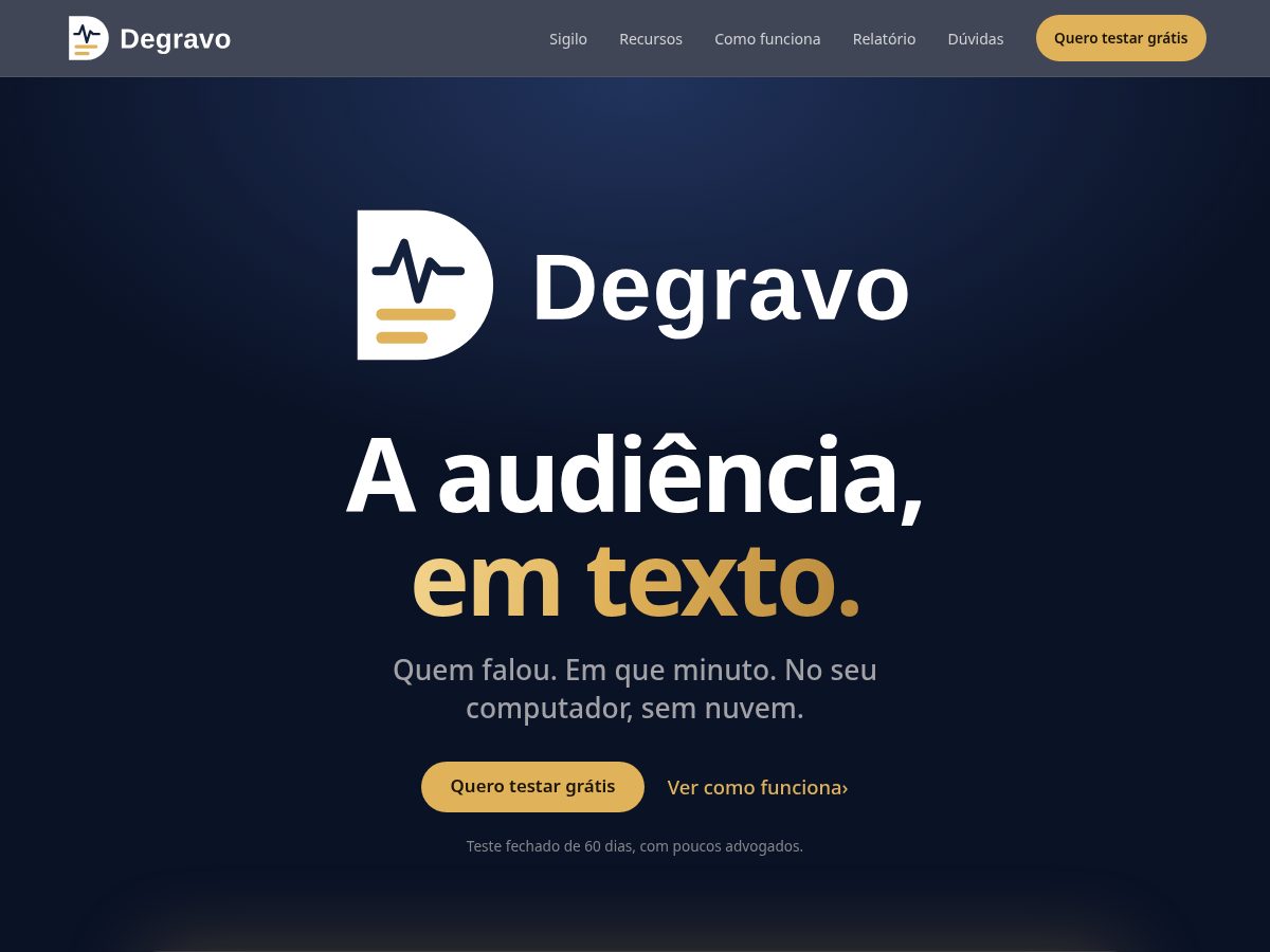 Landing-page snapshot of degravo.app