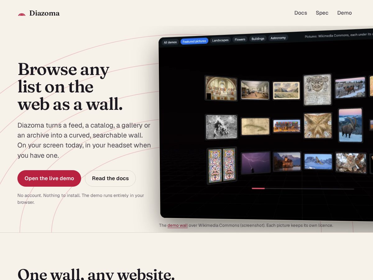 Landing-page snapshot of diazoma.app