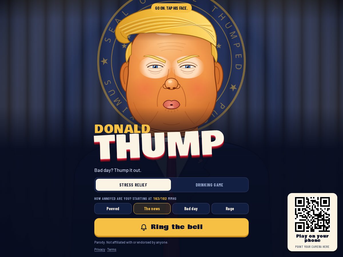 Landing-page snapshot of donaldthump.app