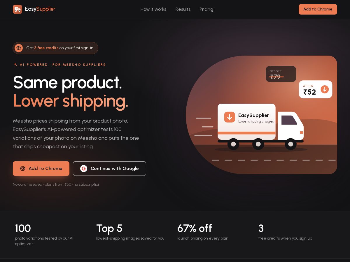 Landing-page snapshot of easysupplier.store