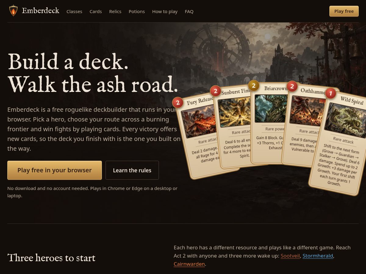 Landing-page snapshot of emberdeck.app