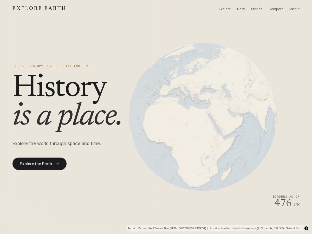 Landing-page snapshot of exploreearth.online