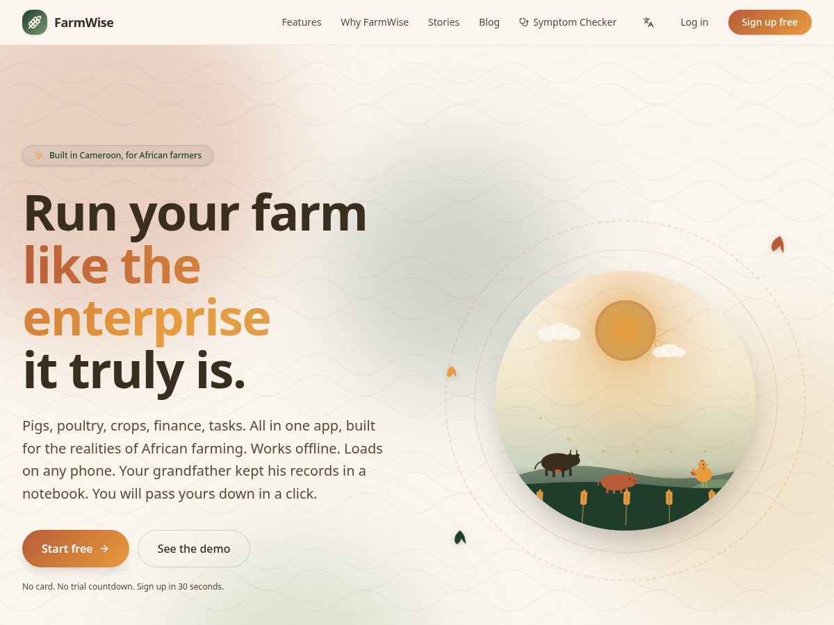 Landing-page snapshot of farmwise.app