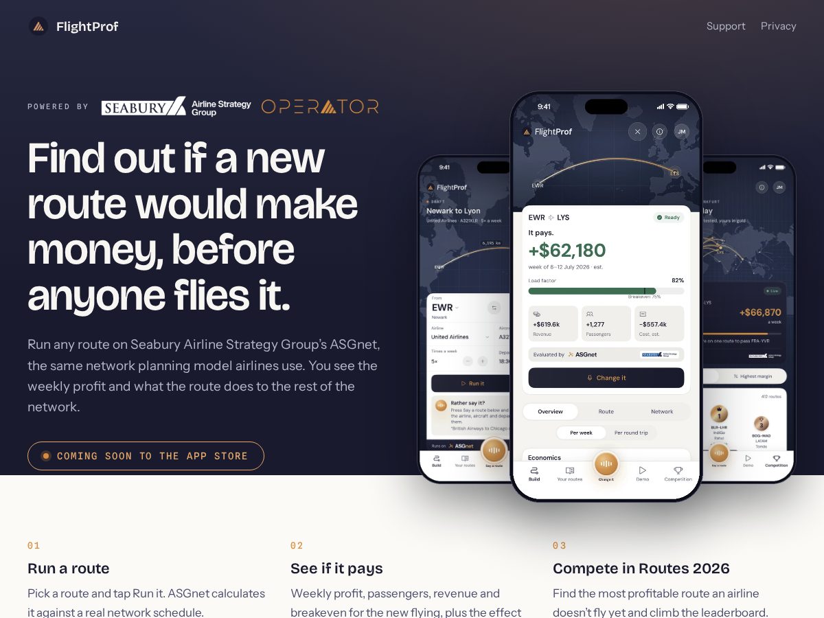 Landing-page snapshot of flightprof.app