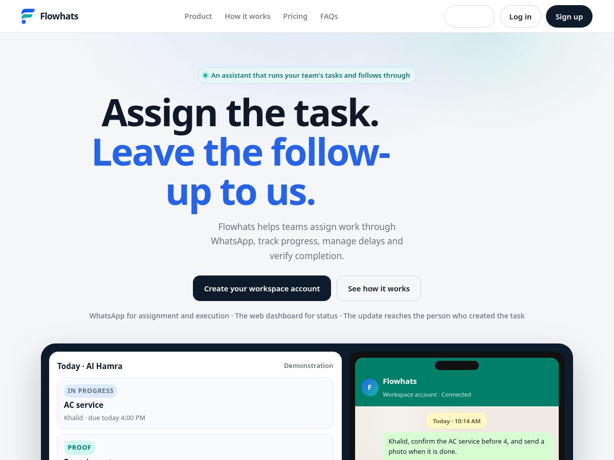 Landing-page snapshot of flowhats.app