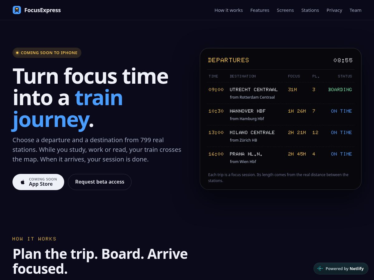 Landing-page snapshot of focusexpress.app