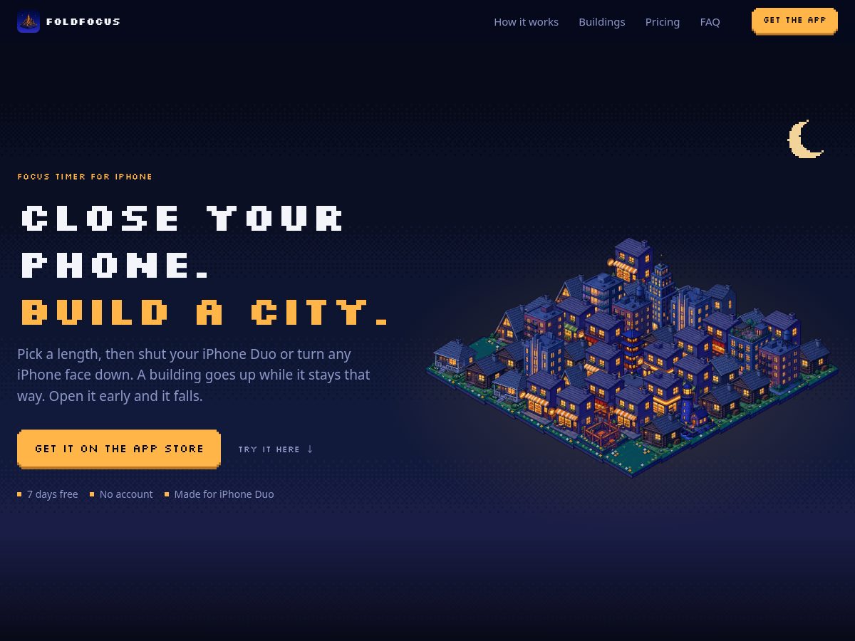 Landing-page snapshot of foldfocus.app