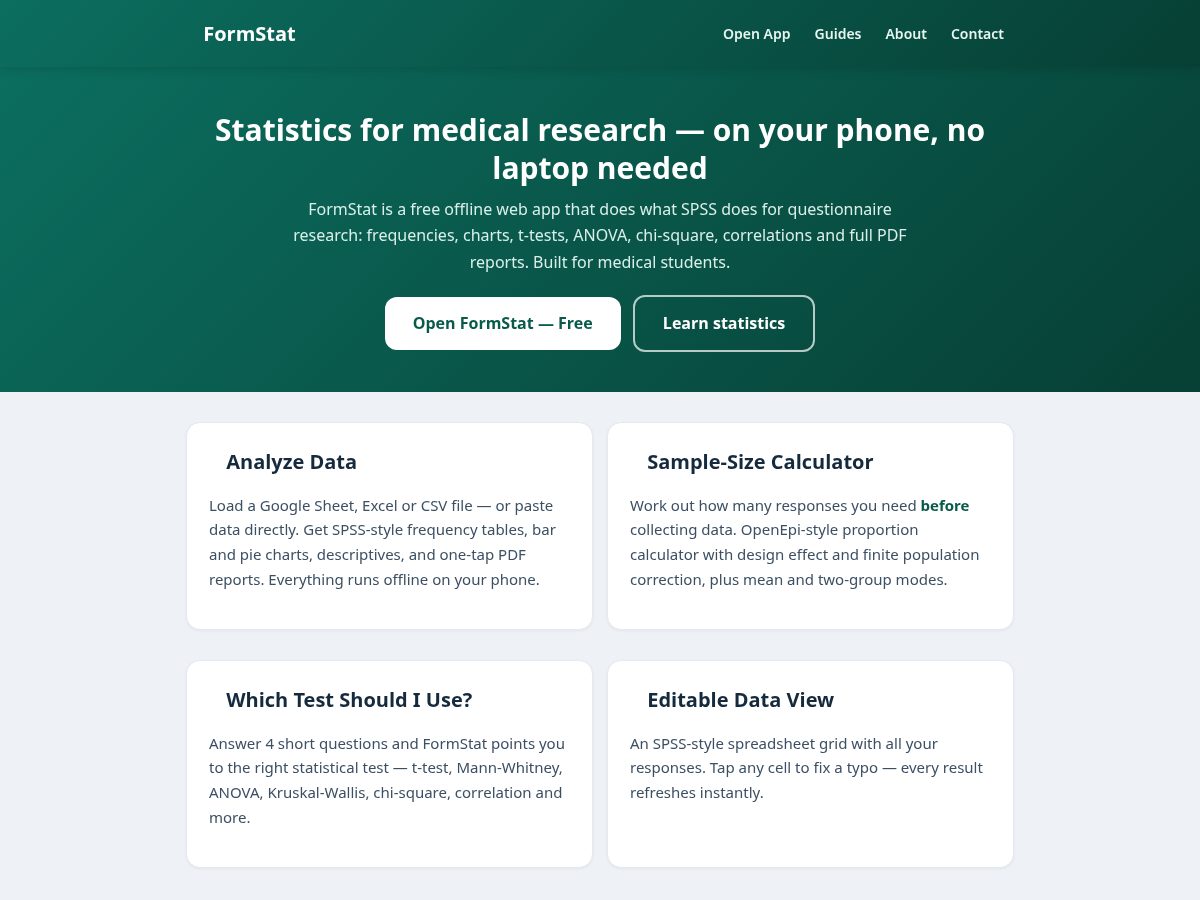 Landing-page snapshot of formstat.site