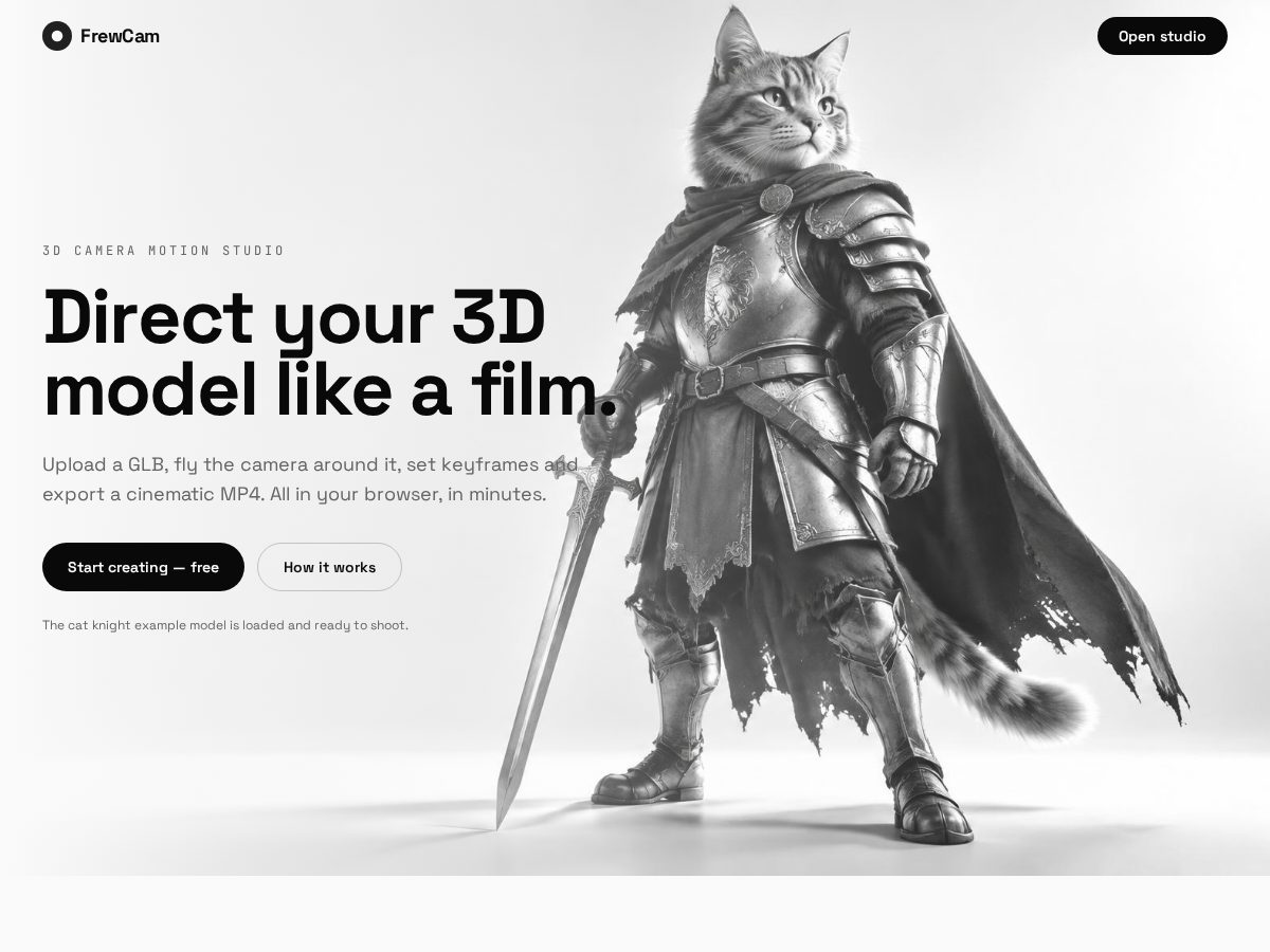 Landing-page snapshot of frewcam.space