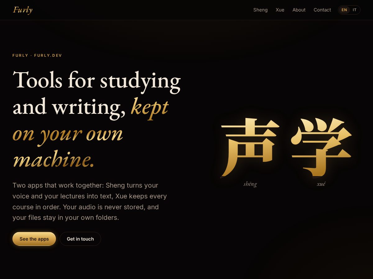 Landing-page snapshot of furly.dev
