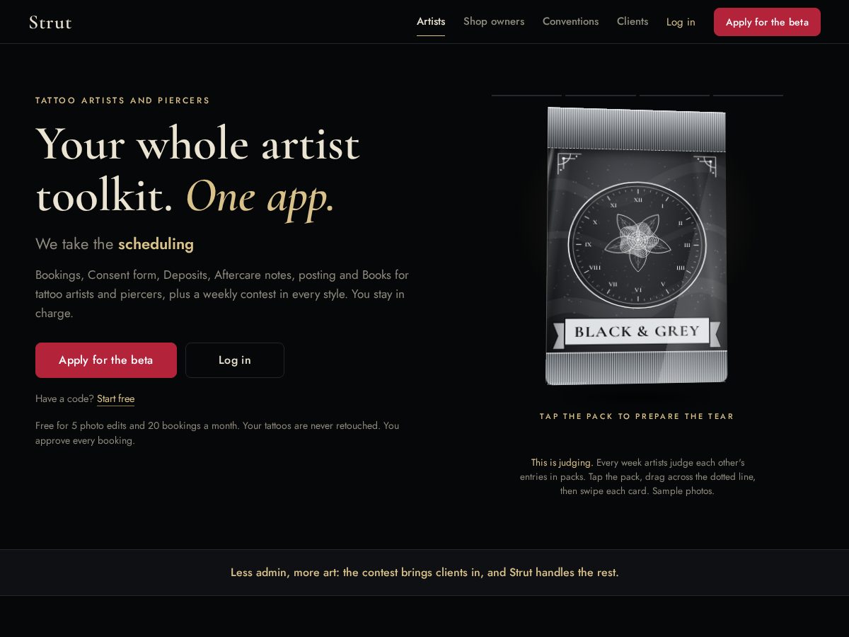 Landing-page snapshot of get-strut.app