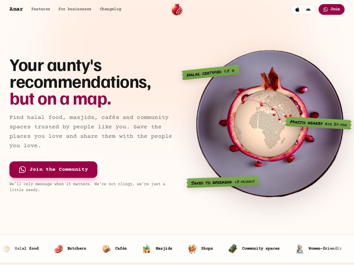 Landing-page snapshot of getanar.app