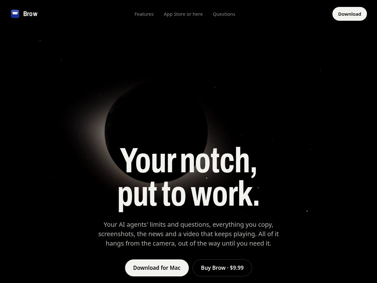 Landing-page snapshot of getbrow.app