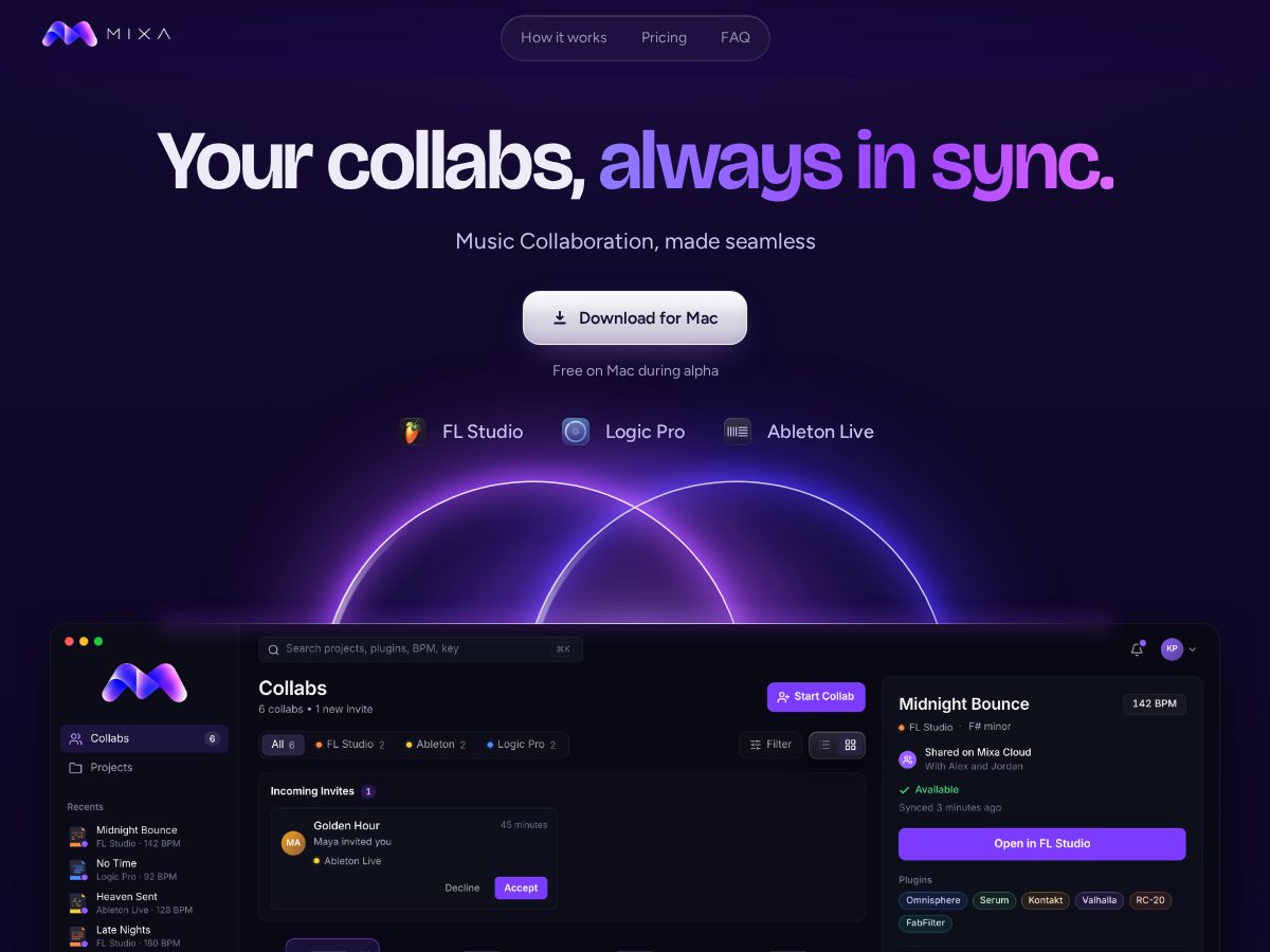 Landing-page snapshot of getmixa.app
