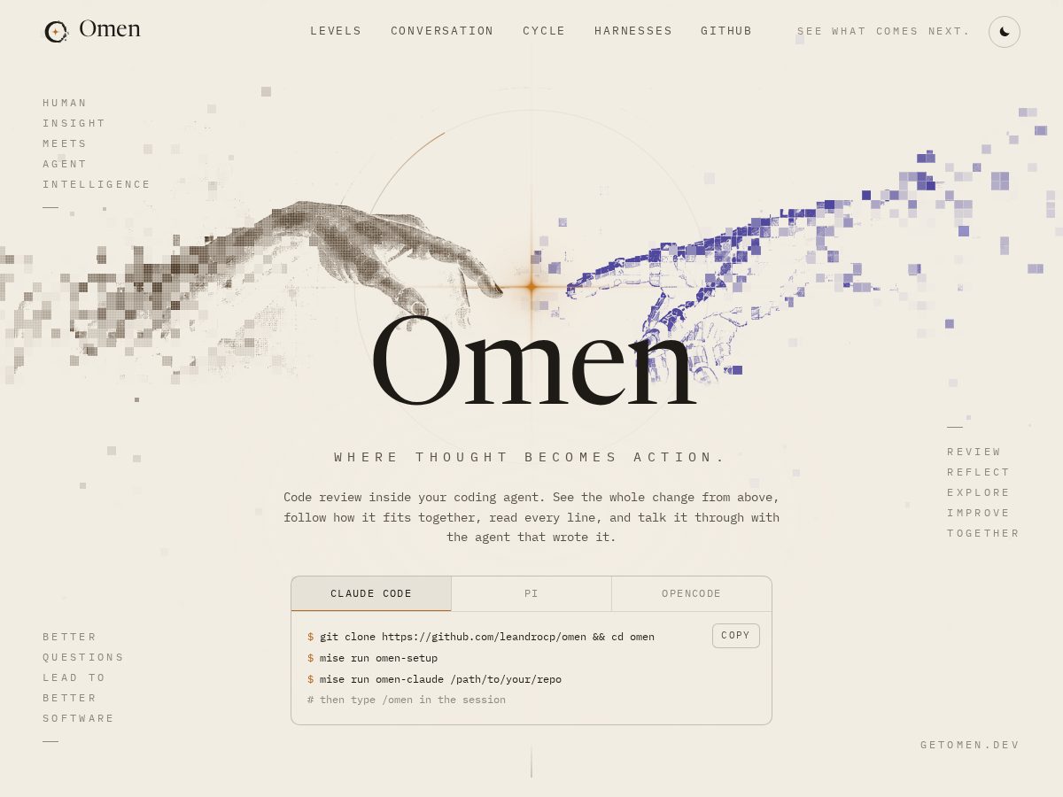 Landing-page snapshot of getomen.dev