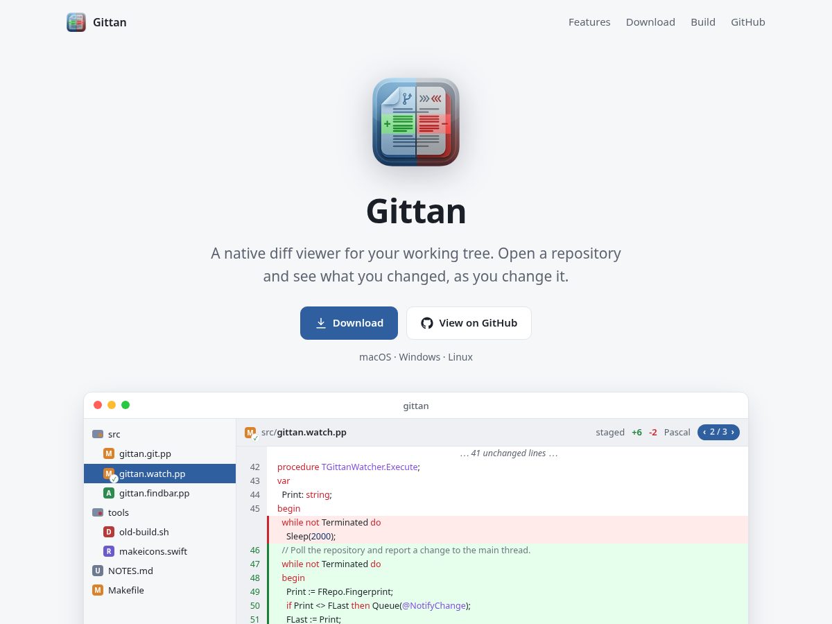 Landing-page snapshot of gittan.app