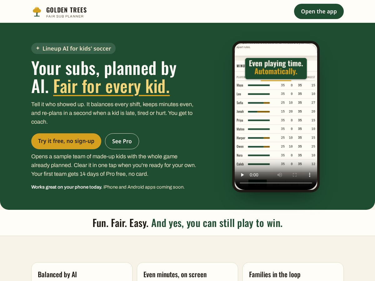 Landing-page snapshot of goldentrees.app