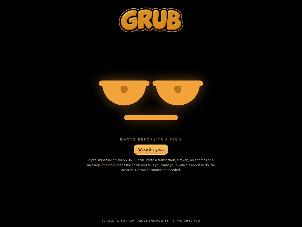 Landing-page snapshot of grubonchain.xyz