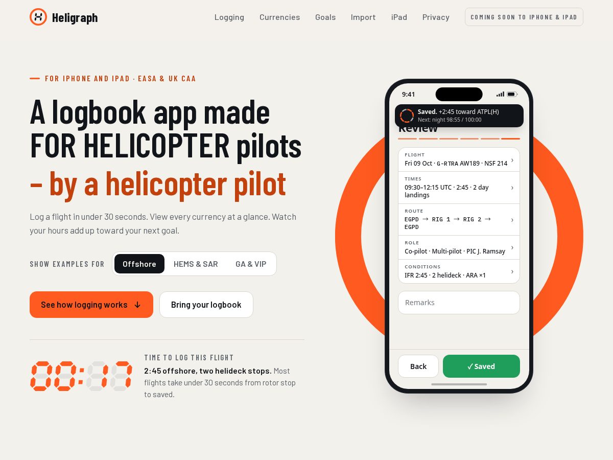 Landing-page snapshot of heligraph.app