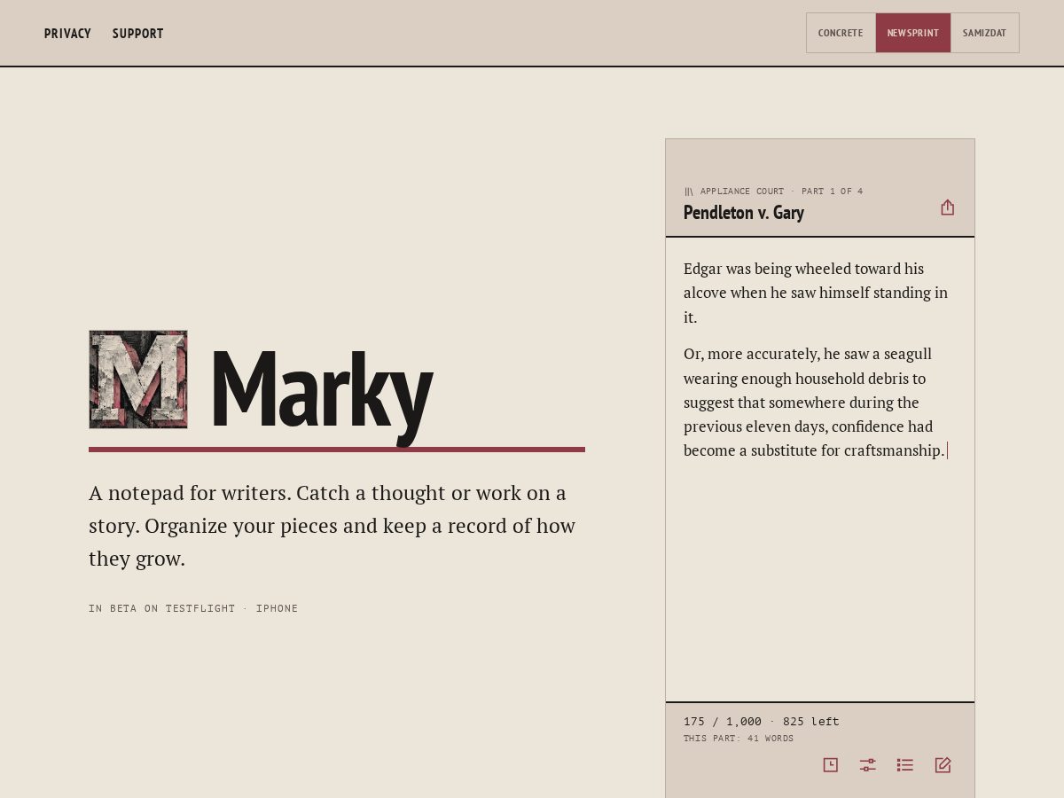 Landing-page snapshot of heymarky.app