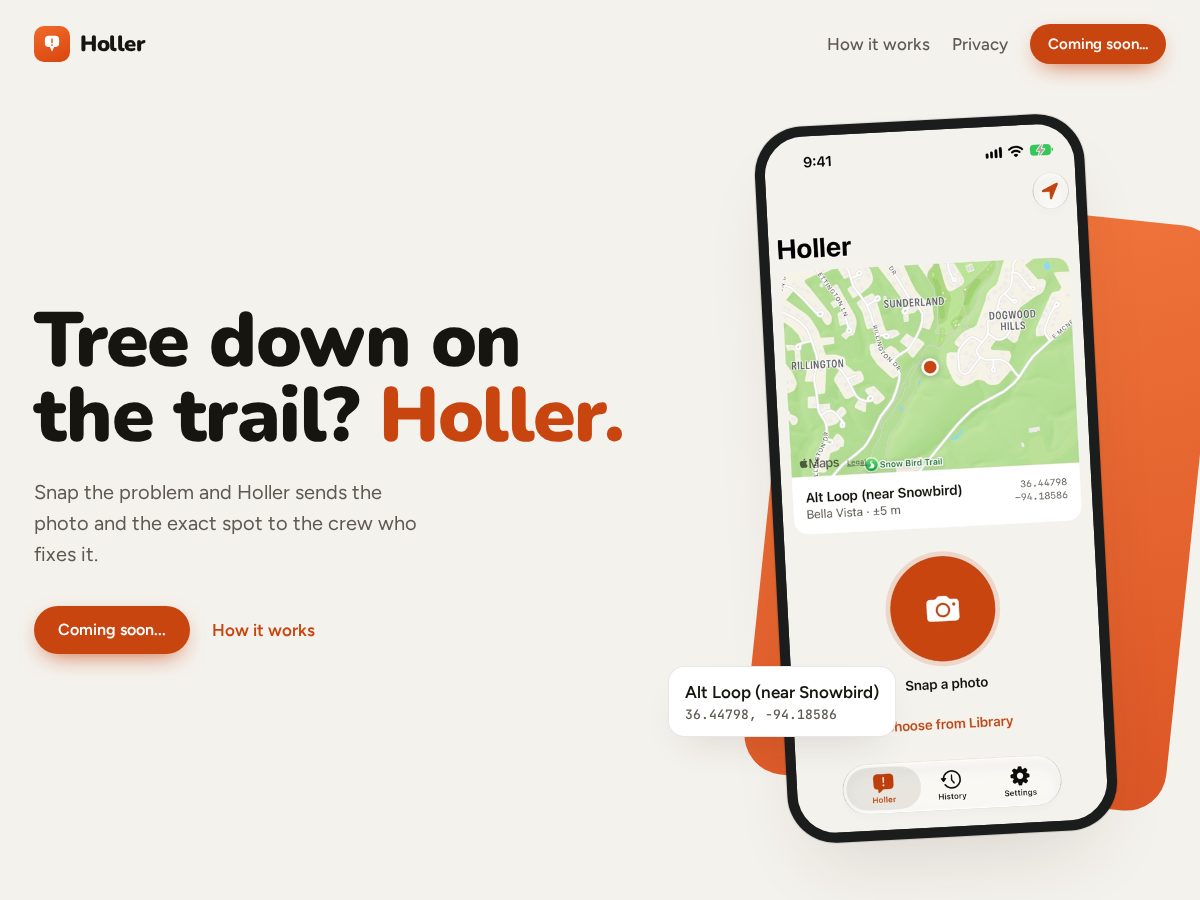 Landing-page snapshot of hollerit.app