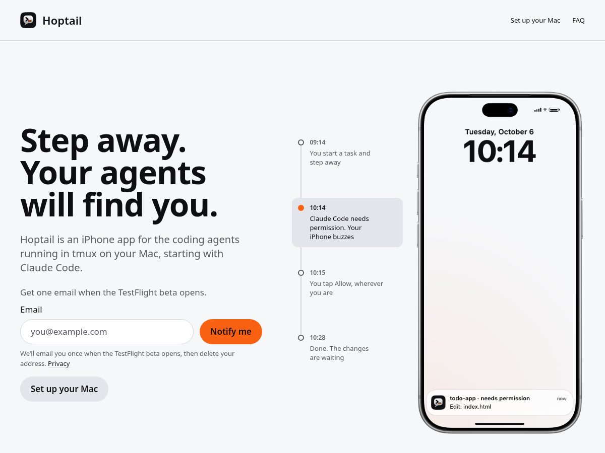 Landing-page snapshot of hoptail.app