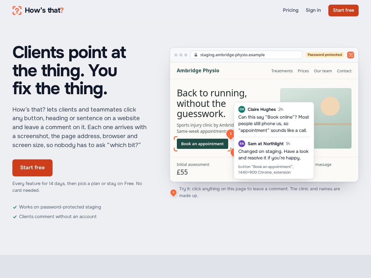 Landing-page snapshot of howsthat.page